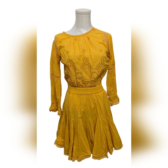 Reg $350 Misa Los Angeles Mustard Embroidered Dress Size XS